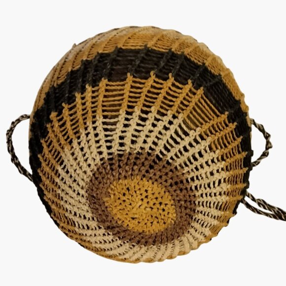 Handwoven Coconut Shell Crossbody Purse Lid Shoulder Strap Boho Unique Natural - Picture 7 of 8